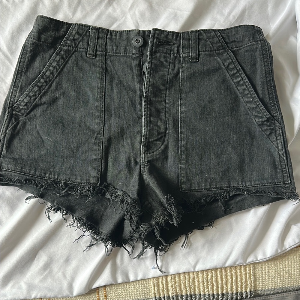Hudson Jeans Black Jean Shorts Distressed High-Waisted